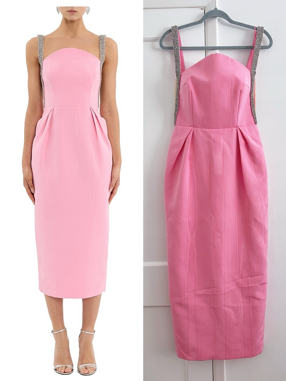 REBECCA VALLANCE Amaro Embellished Midi Dress, US4, pink